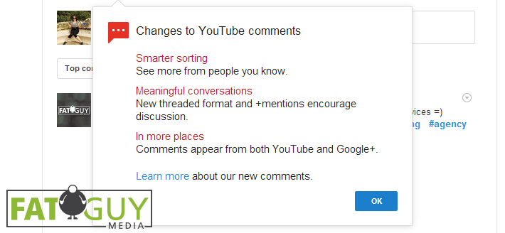 YouTube comments and Google+
