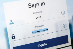 Facebook login screen with username and password