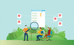 one person teaching another two people about searches and marketing