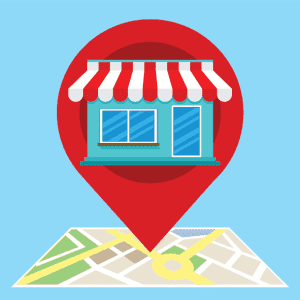 location pin showing a small business on a digital map