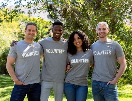 group of volunteers standing together