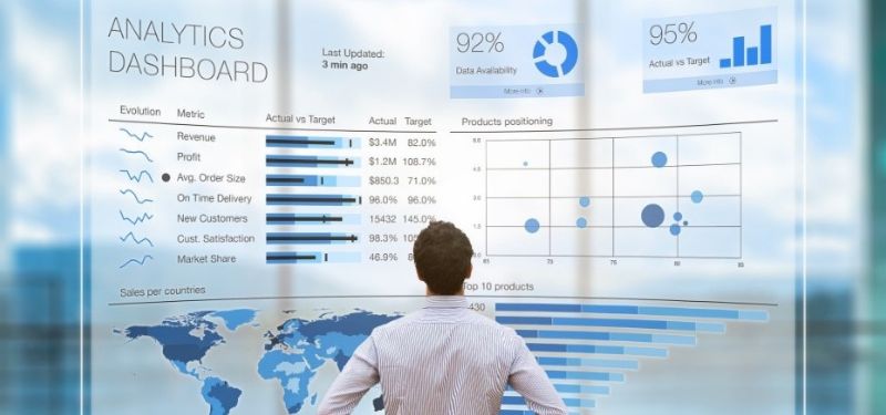 man staring at analytics dashboard