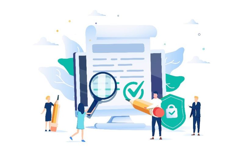 vector image of people filling out a form