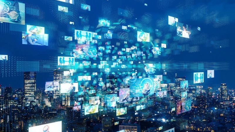 images over a a cityscape