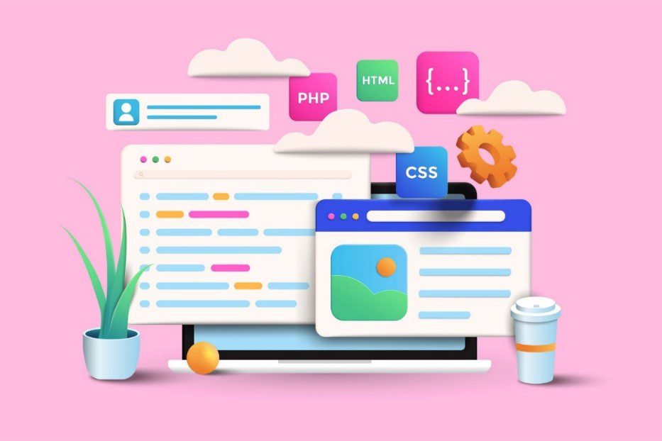 vector image of a laptop screen focusing on web design