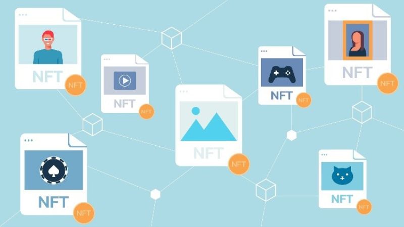 vector image of icons depicting "NFTs"