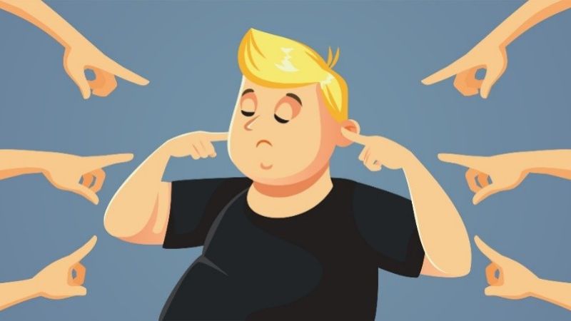 cartoonish boy put his fingers in his ears