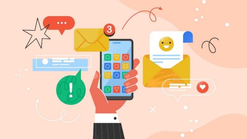 vector image of a cell phone and aps alerting you 