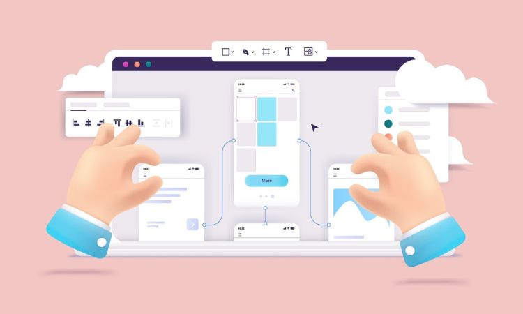 vector image two hands navigating web pages
