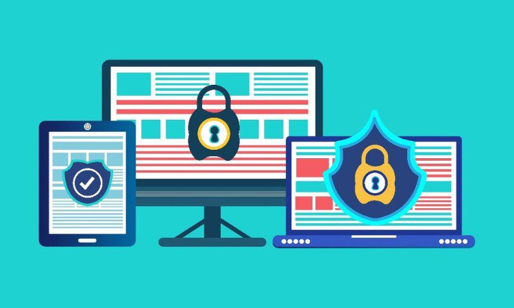 vector image of different devices that show security and locking mechanisms 