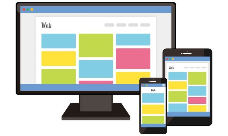 computer screen and mobile device with multicolored screens