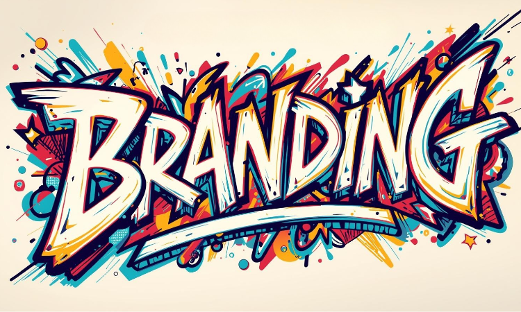 A colorful sign that says "Branding" in large bold letters